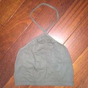 Green halter crop top sz M